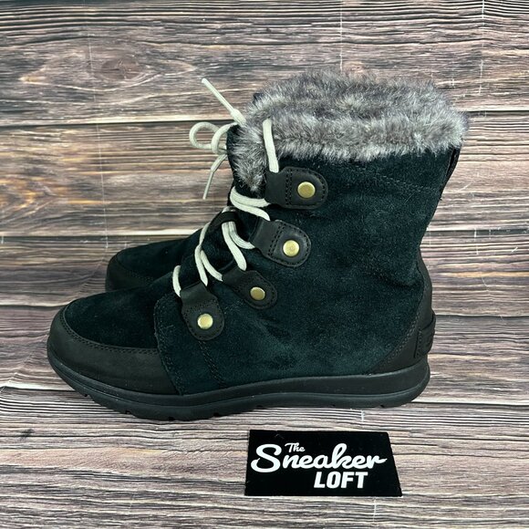 Sorel Explorer Joan Black Suede Lined Women's Winter Boots - Picture 3 of 8